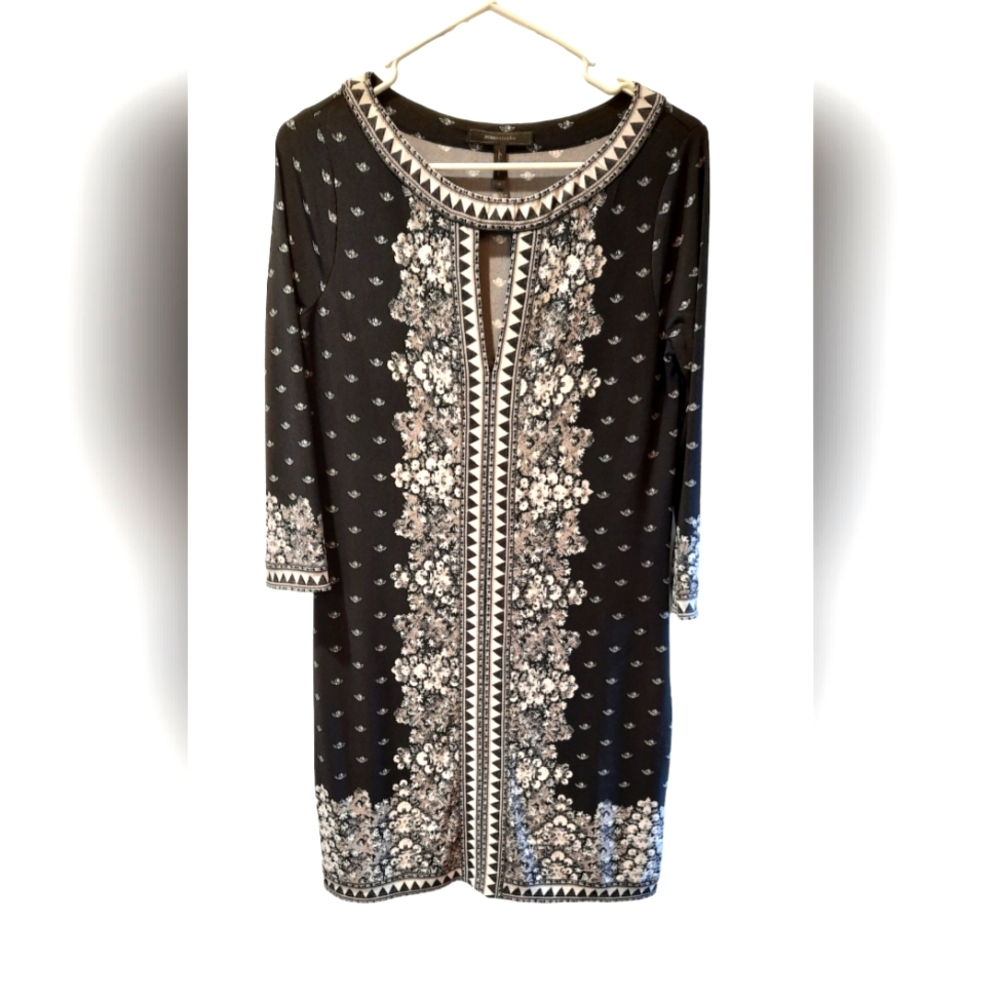 BCBGMAXAZRIA Black/White 3/4 Sleeve Dress size XS